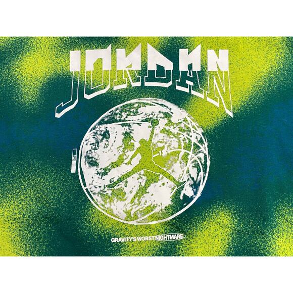 Jumpman Jordan Graphic Tee Size Large Green/Yellow Tie-Dye Short Sleeve - Picture 5 of 11